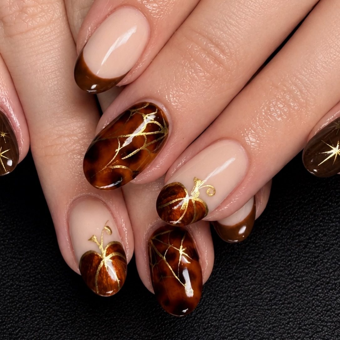 Tortoiseshell autumn nails